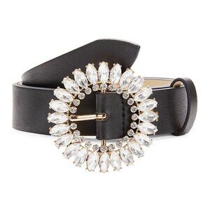 Beautiful NWT Vince Camuto Women's Embellished Buckle Belt - Black Gold - Size L